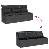 Thumbnail for Gartensofa mit Kissen 3-Sitzer Schwarz Poly Rattan