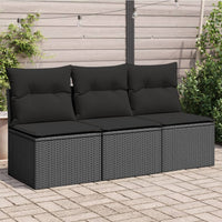 Thumbnail for Gartensofa mit Kissen 3-Sitzer Schwarz Poly Rattan