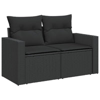 Thumbnail for Gartensofa mit Kissen 2-Sitzer Schwarz Poly Rattan