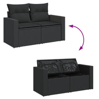 Thumbnail for Gartensofa mit Kissen 2-Sitzer Schwarz Poly Rattan
