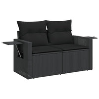 Thumbnail for Gartensofa mit Kissen 2-Sitzer Schwarz Poly Rattan