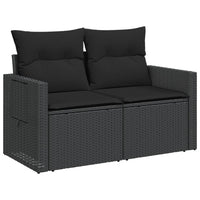 Thumbnail for Gartensofa mit Kissen 2-Sitzer Schwarz Poly Rattan