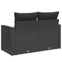 Thumbnail for Gartensofa mit Kissen 2-Sitzer Schwarz Poly Rattan