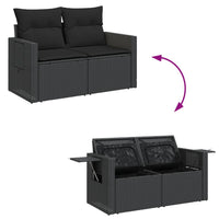 Thumbnail for Gartensofa mit Kissen 2-Sitzer Schwarz Poly Rattan