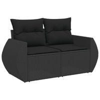 Thumbnail for Gartensofa mit Kissen 2-Sitzer Schwarz Poly Rattan