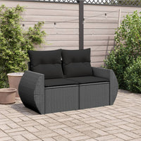 Thumbnail for Gartensofa mit Kissen 2-Sitzer Schwarz Poly Rattan