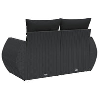 Thumbnail for Gartensofa mit Kissen 2-Sitzer Schwarz Poly Rattan