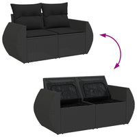 Thumbnail for Gartensofa mit Kissen 2-Sitzer Schwarz Poly Rattan
