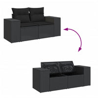 Thumbnail for Gartensofa mit Kissen 2-Sitzer Schwarz Poly Rattan