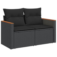 Thumbnail for Gartensofa mit Kissen 2-Sitzer Schwarz Poly Rattan
