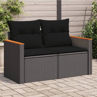 Thumbnail for Gartensofa mit Kissen 2-Sitzer Schwarz Poly Rattan