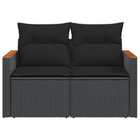 Thumbnail for Gartensofa mit Kissen 2-Sitzer Schwarz Poly Rattan