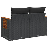 Thumbnail for Gartensofa mit Kissen 2-Sitzer Schwarz Poly Rattan