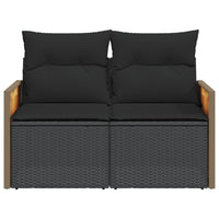 Thumbnail for Gartensofa mit Kissen 2-Sitzer Schwarz Poly Rattan
