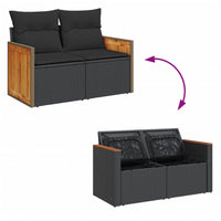Thumbnail for Gartensofa mit Kissen 2-Sitzer Schwarz Poly Rattan