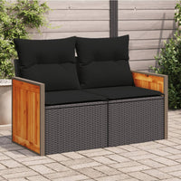 Thumbnail for Gartensofa mit Kissen 2-Sitzer Schwarz Poly Rattan