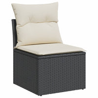 Thumbnail for Gartensofa ohne Armlehnen mit Kissen Schwarz Poly Rattan