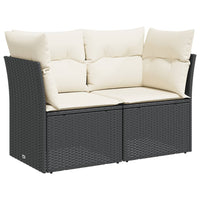 Thumbnail for Gartensofa mit Kissen 2-Sitzer Schwarz Poly Rattan