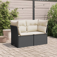 Thumbnail for Gartensofa mit Kissen 2-Sitzer Schwarz Poly Rattan