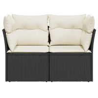 Thumbnail for Gartensofa mit Kissen 2-Sitzer Schwarz Poly Rattan
