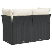 Thumbnail for Gartensofa mit Kissen 2-Sitzer Schwarz Poly Rattan