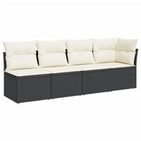 Thumbnail for Gartensofa mit Kissen 4-Sitzer Schwarz Poly Rattan