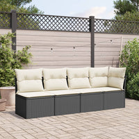 Thumbnail for Gartensofa mit Kissen 4-Sitzer Schwarz Poly Rattan