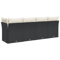 Thumbnail for Gartensofa mit Kissen 4-Sitzer Schwarz Poly Rattan