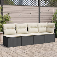 Thumbnail for Gartensofa mit Kissen 4-Sitzer Schwarz Poly Rattan