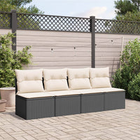Thumbnail for Gartensofa mit Kissen 4-Sitzer Schwarz Poly Rattan