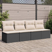 Thumbnail for Gartensofa mit Kissen 4-Sitzer Schwarz Poly Rattan