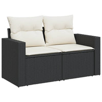 Thumbnail for Gartensofa mit Kissen 2-Sitzer Schwarz Poly Rattan
