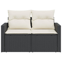Thumbnail for Gartensofa mit Kissen 2-Sitzer Schwarz Poly Rattan
