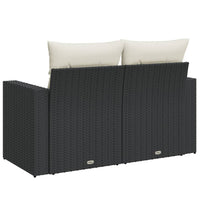 Thumbnail for Gartensofa mit Kissen 2-Sitzer Schwarz Poly Rattan