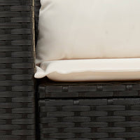 Thumbnail for Gartensofa mit Kissen 2-Sitzer Schwarz Poly Rattan