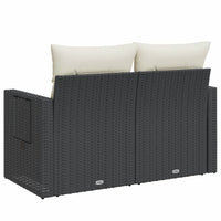 Thumbnail for Gartensofa mit Kissen 2-Sitzer Schwarz Poly Rattan