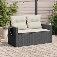 Thumbnail for Gartensofa mit Kissen 2-Sitzer Schwarz Poly Rattan