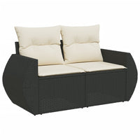 Thumbnail for Gartensofa mit Kissen 2-Sitzer Schwarz Poly Rattan