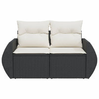 Thumbnail for Gartensofa mit Kissen 2-Sitzer Schwarz Poly Rattan