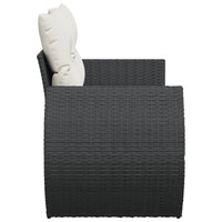 Thumbnail for Gartensofa mit Kissen 2-Sitzer Schwarz Poly Rattan