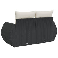 Thumbnail for Gartensofa mit Kissen 2-Sitzer Schwarz Poly Rattan