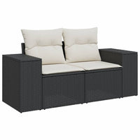 Thumbnail for Gartensofa mit Kissen 2-Sitzer Schwarz Poly Rattan