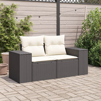 Thumbnail for Gartensofa mit Kissen 2-Sitzer Schwarz Poly Rattan