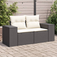 Thumbnail for Gartensofa mit Kissen 2-Sitzer Schwarz Poly Rattan