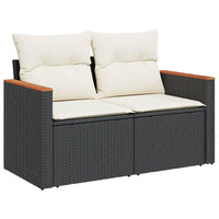 Thumbnail for Gartensofa mit Kissen 2-Sitzer Schwarz Poly Rattan