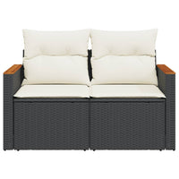Thumbnail for Gartensofa mit Kissen 2-Sitzer Schwarz Poly Rattan