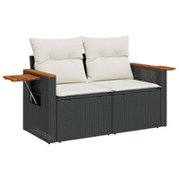 Thumbnail for Gartensofa mit Kissen 2-Sitzer Schwarz Poly Rattan