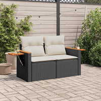 Thumbnail for Gartensofa mit Kissen 2-Sitzer Schwarz Poly Rattan