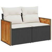 Thumbnail for Gartensofa mit Kissen 2-Sitzer Schwarz Poly Rattan