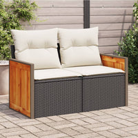 Thumbnail for Gartensofa mit Kissen 2-Sitzer Schwarz Poly Rattan
